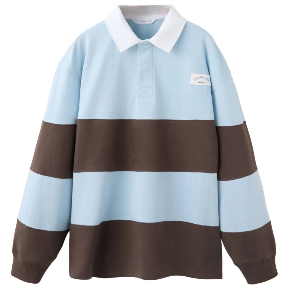 Mango longsleeve lichtblauw/bruin, foto 2