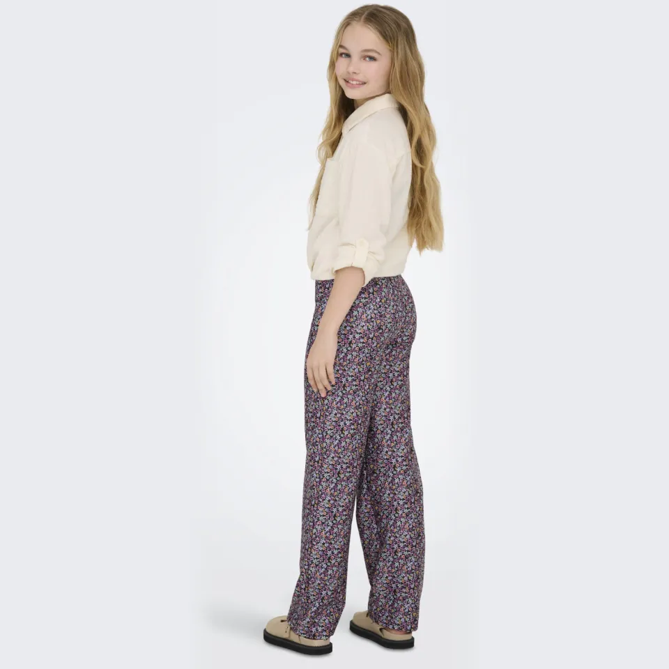 Only wide leg casual broek bloemenprint black-liatris/blauw/yellow flowers, foto 4
