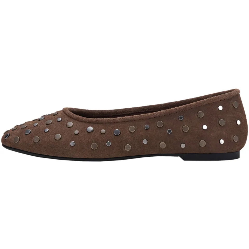 Mango TEEN suède ballerina's met studs - bruin, foto 5