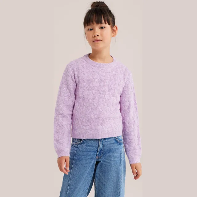 WE Fashion gebreide trui met wol - lila