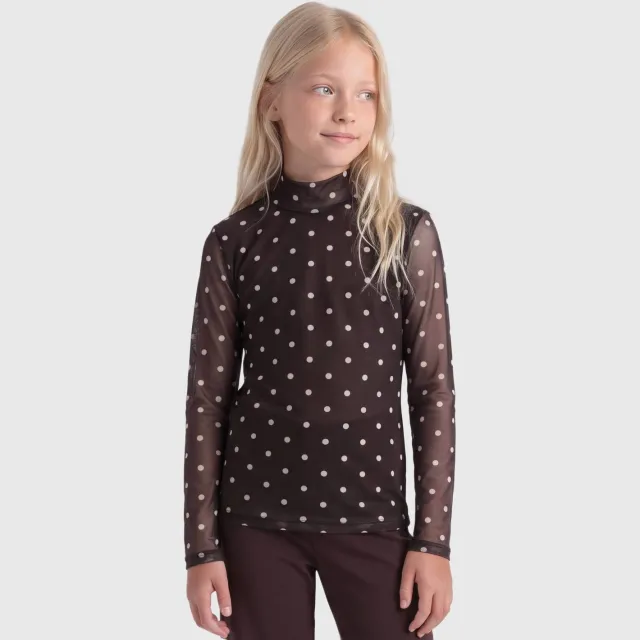 Only semi-transparante top met stippen donkerbruin