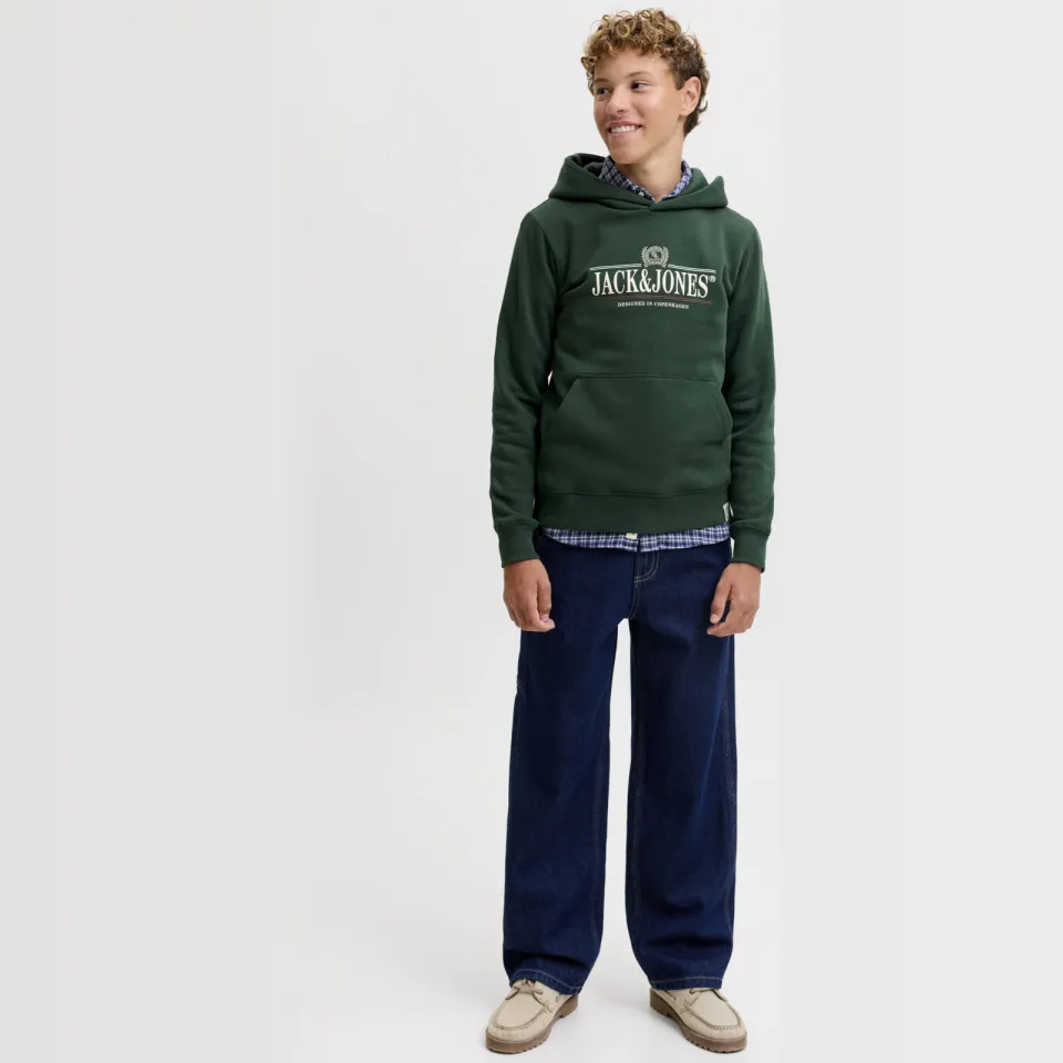 Jack & Jones JUNIOR hoodie met logo - donkergroen