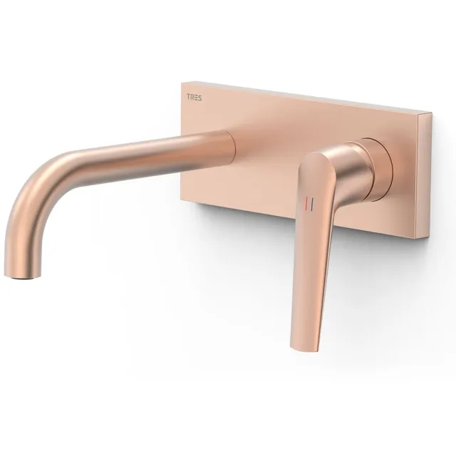 Tres Fuji wastafelkraan inbouw 18 cm mat rose gold