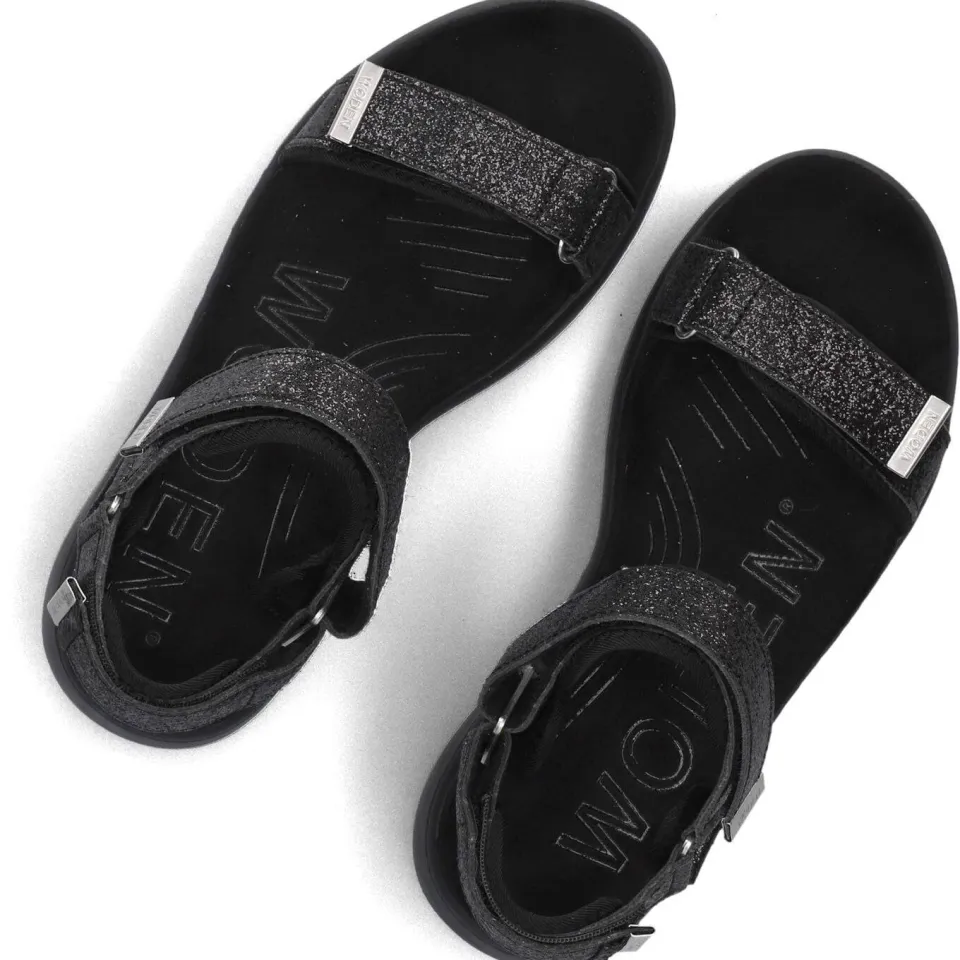 Woden Sandalen Line Glitter Zwart, foto 2