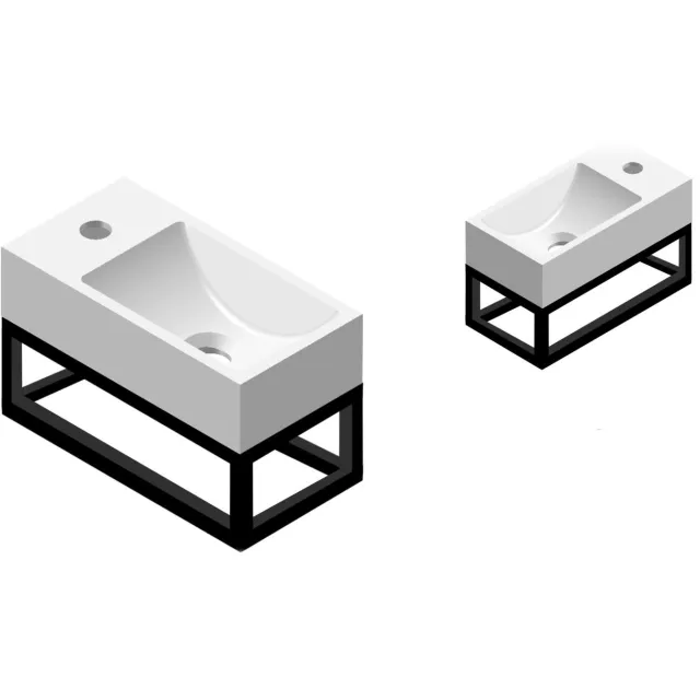 Sapho Fontein Best Design R-Line incl. Zwart Frame met Kraangat Mat Zwart Glans wit