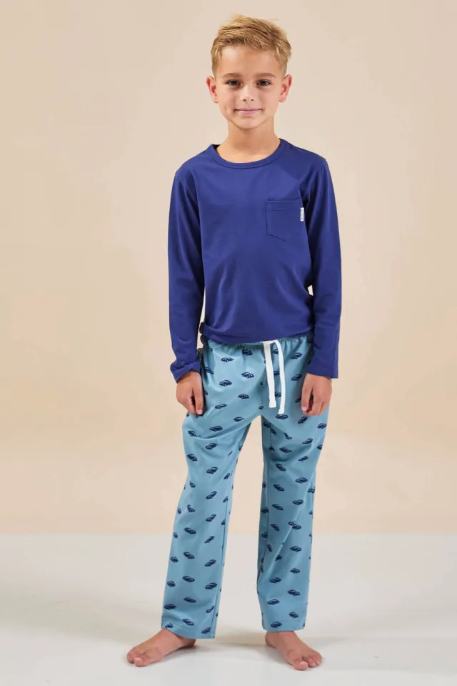 Little Label pyjama met print blauw/donkerblauw