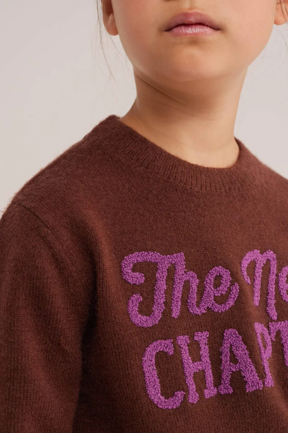 WE Fashion gebreide trui met tekst - bruin/paars, foto 4