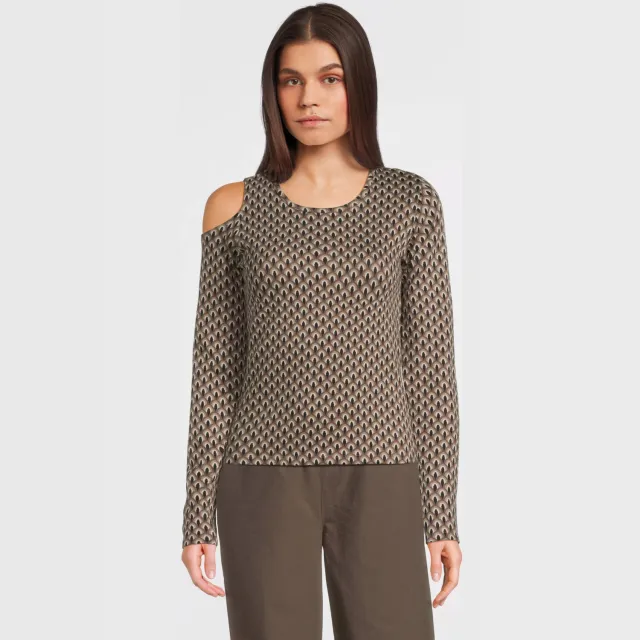 LOOXS 10sixteen longsleeve met all over print beige/zwart