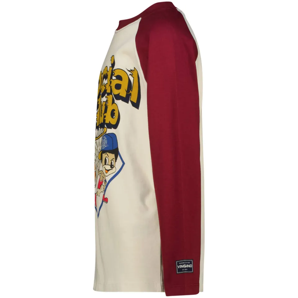 Vingino Hilden longsleeve ecru met donkerrood, foto 5