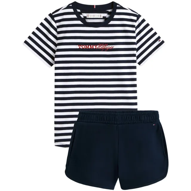 Tommy Hilfiger T-shirt + sweatshort donkerblauw/wit, foto 2
