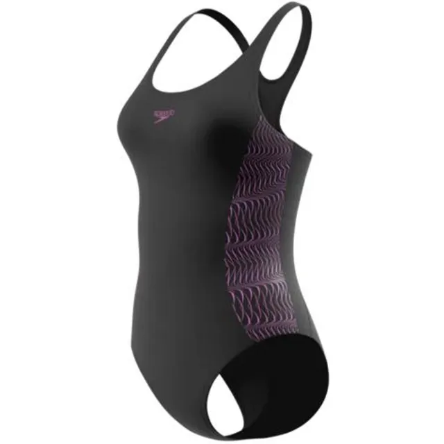 Speedo Placement Muscleback badpak zwart Zwart/paars
