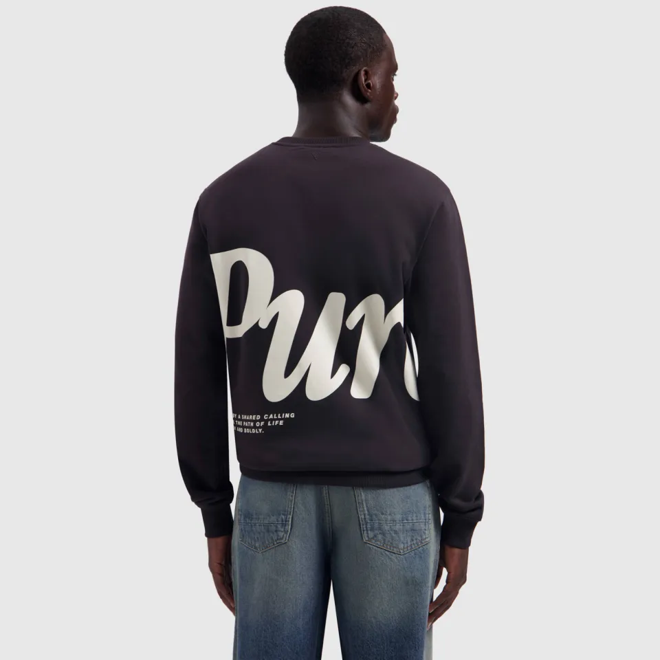 Pure Path regular fit sweater met backprint - donkerbruin, foto 3