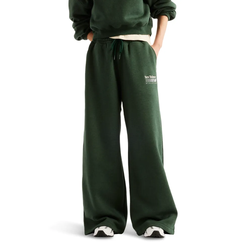 New Balance fleece wide leg joggingbroek - donkergroen, foto 2
