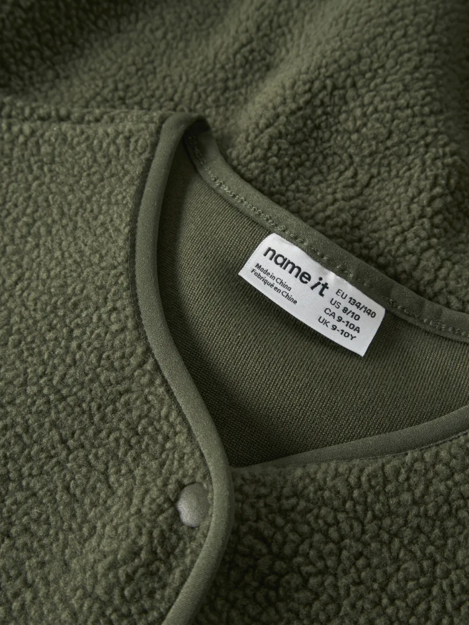 NAME IT KIDS rechtvallend teddy gilet - olijfgroen Effen, foto 4