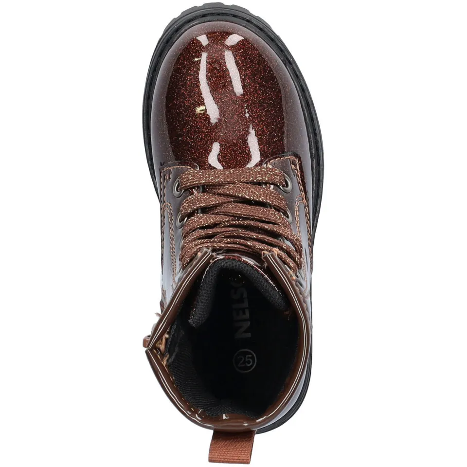 Nelson Kids lakleren enkelboots met glitters en profielzool - bruin, foto 5