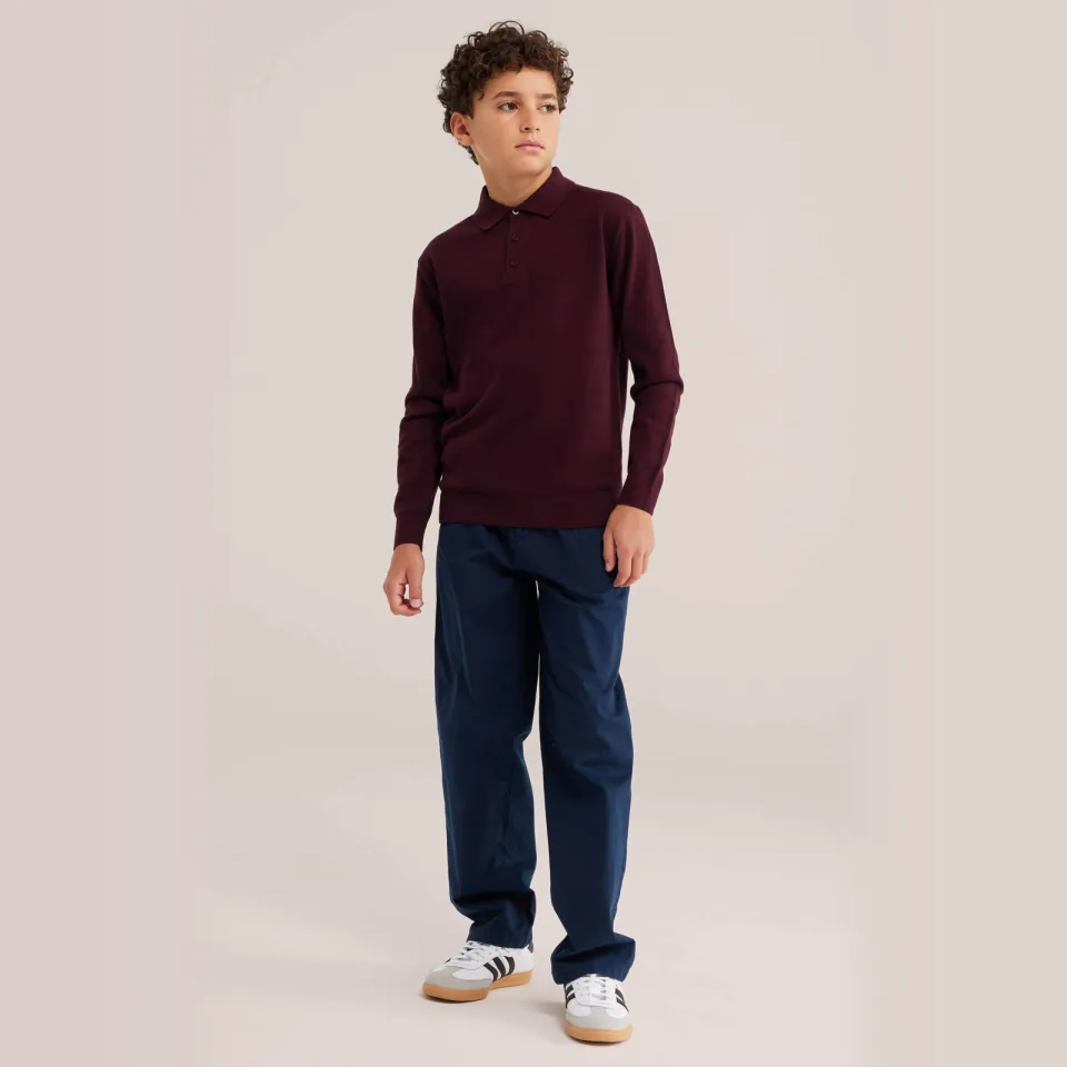 WE Fashion katoenen gebreide trui - bordeauxrood, foto 3
