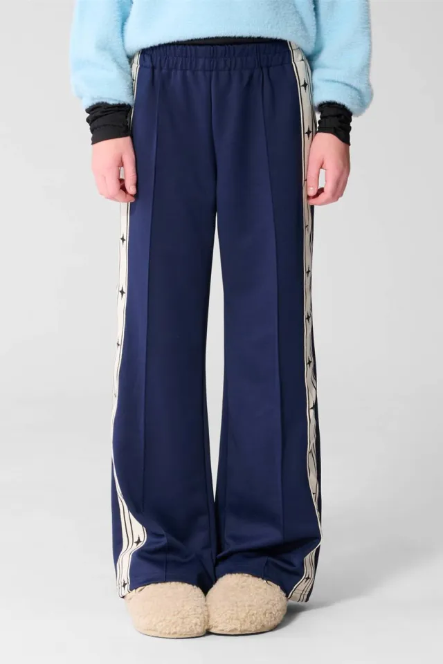 Shoeby high waist gestreepte joggingbroek donkerblauw, foto 7