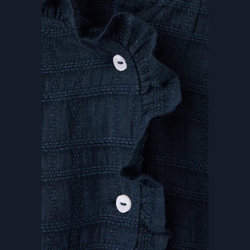 Mango Teen rechtvallende blouse met ruches donkerblauw, foto 6
