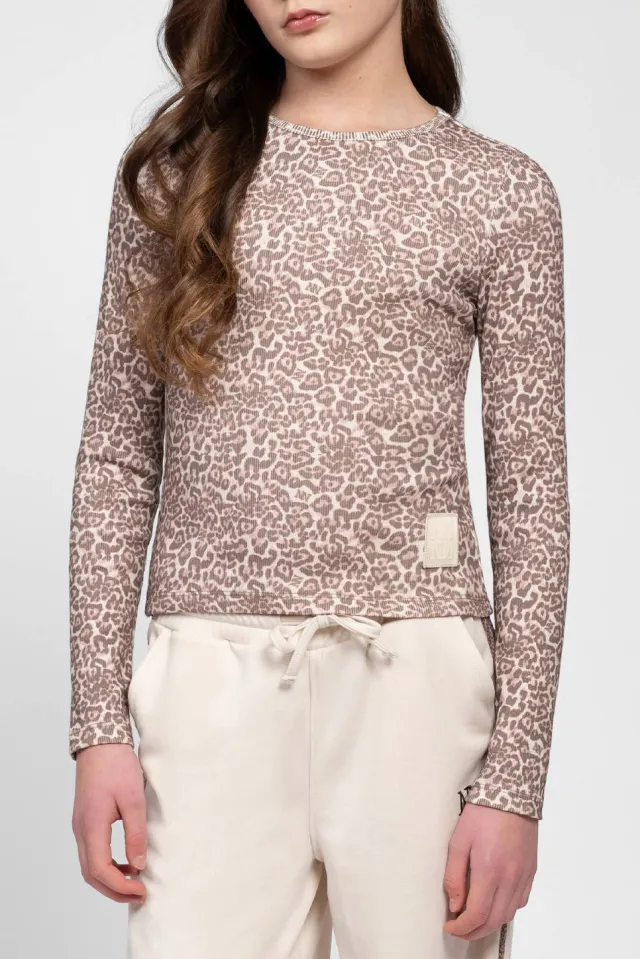 Nik & Nik longsleeve met panterprint beige