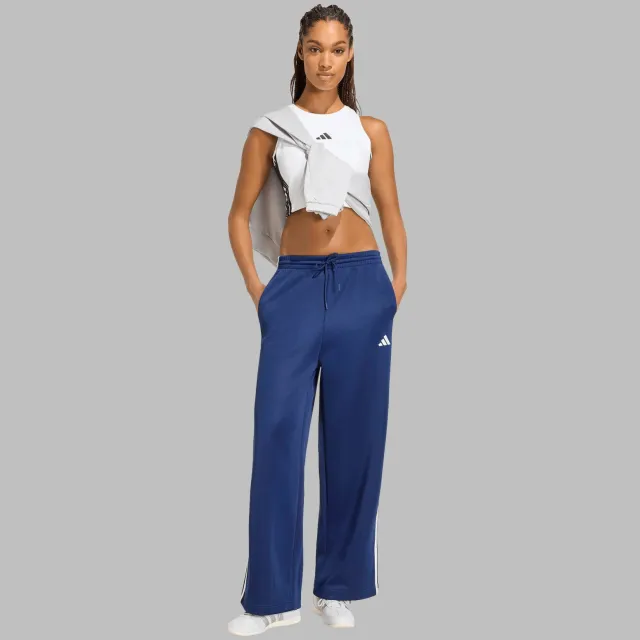 Adidas Sportswear wide leg gestreepte broek - blauw