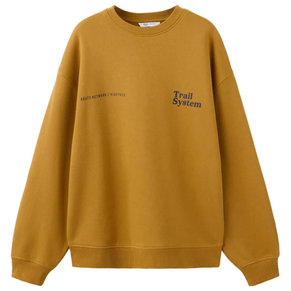 Mango TEEN sweater met tekst - oker, foto 2