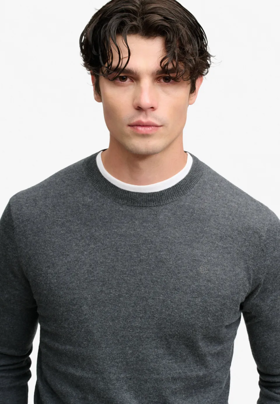 Superdry regular fit gebreide trui met wol - iron grey marl, foto 5
