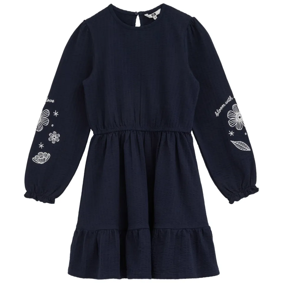 WE Fashion korte jurk met borduursels donkerblauw, foto 3
