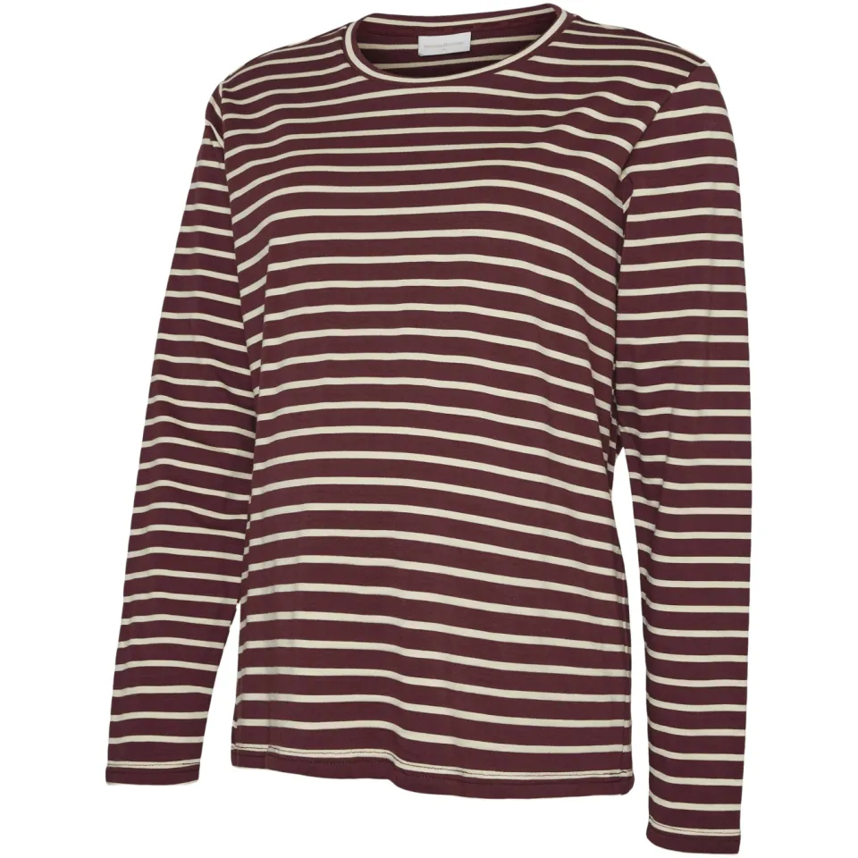 Mamalicious gestreepte zwangerschapslongsleeve donkerrood donkerrood/ecru, foto 3