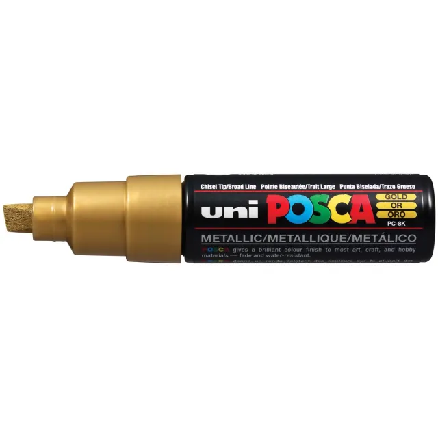 Posca marker met schuine punt schrijfdikte breed goud