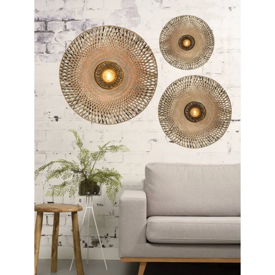 Good&Mojo wandlamp Kalimantan bamboe naturel zwart Ø44 cm, foto 4