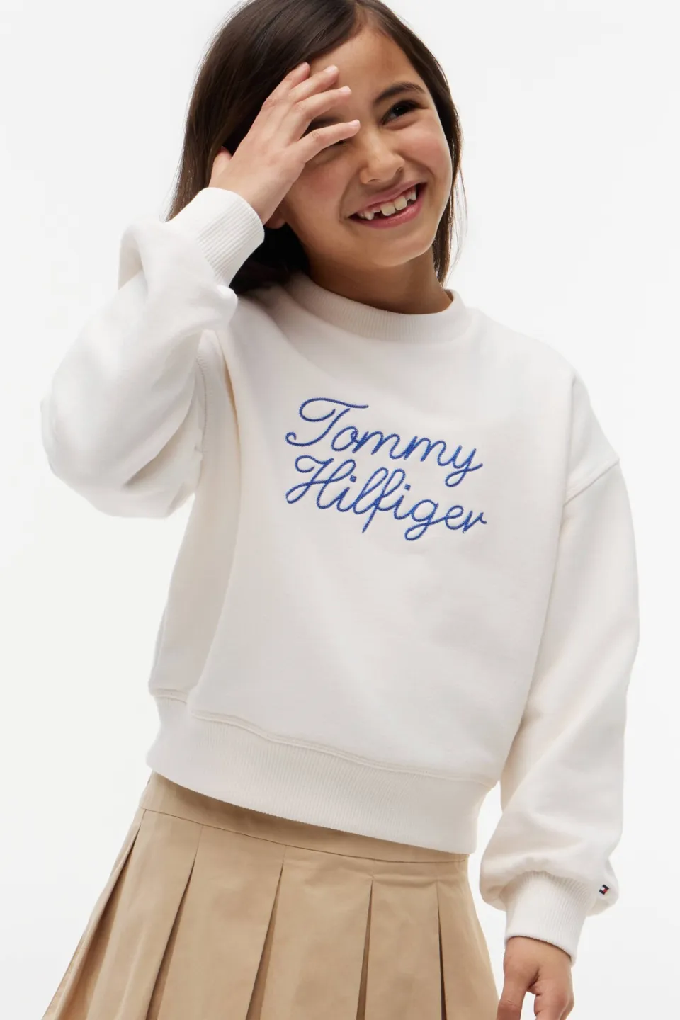 Tommy Hilfiger sweater met borduursels en tekst - wit