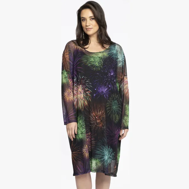 Yoek jurk met all over print zwart