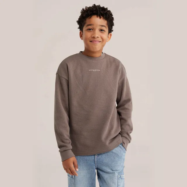 WE Fashion sweater met backprint - taupe
