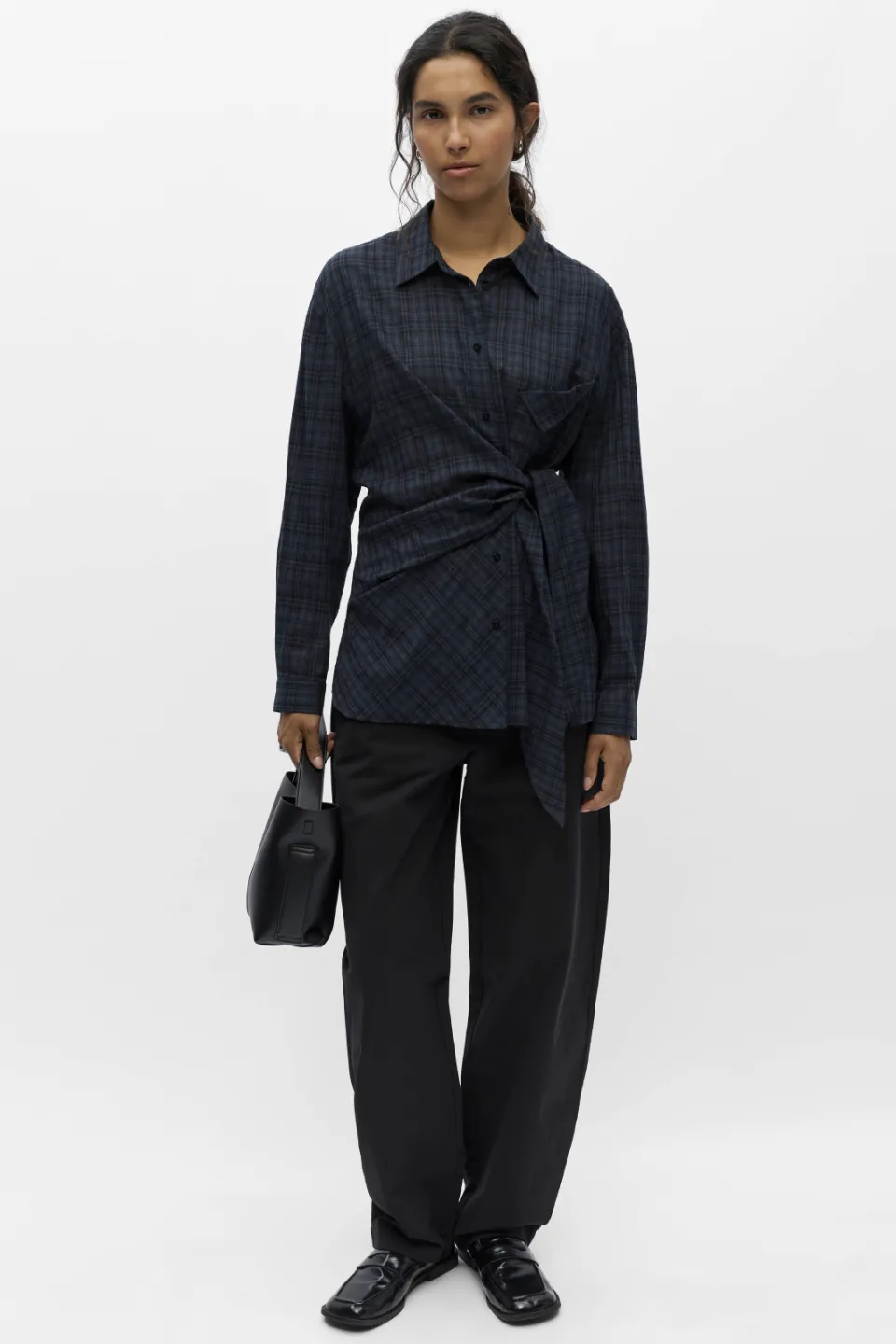 Object Objmalua geruite blouse donkerblauw, foto 4