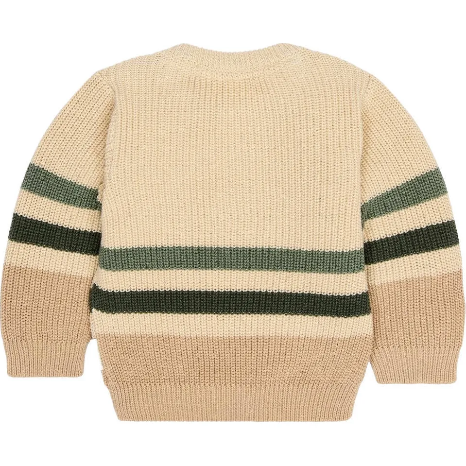 Little Dutch junior katoenen gestreepte gebreide trui - beige/groen, foto 3