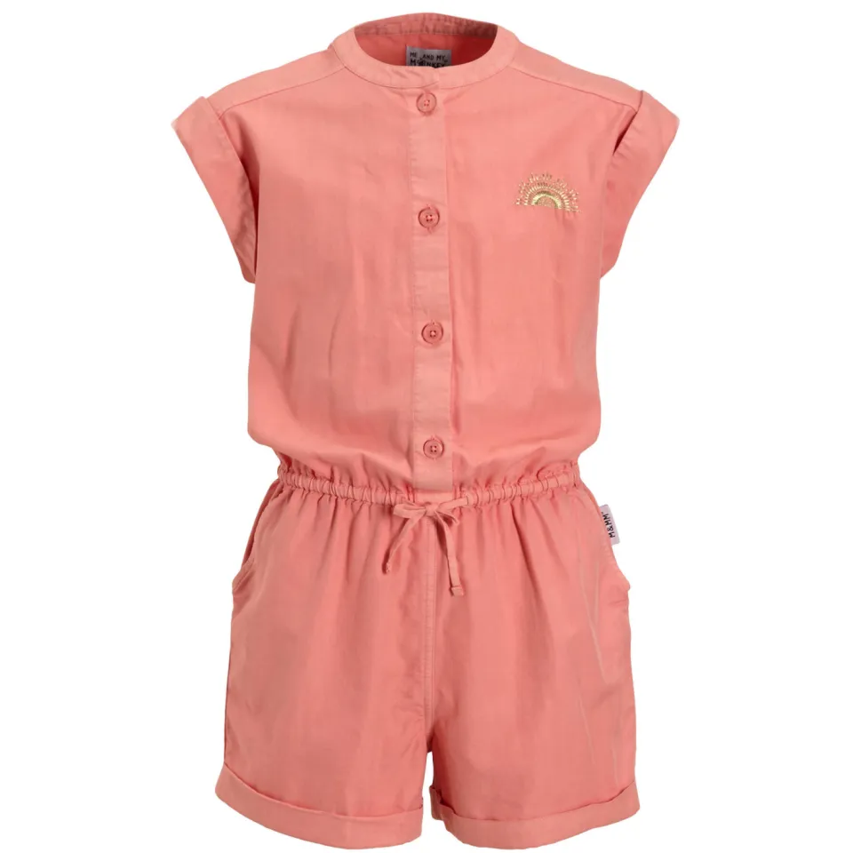 Me & My Monkey twill jumpsuit peach Playsuit Oranje Meisjes Katoen Ronde hals