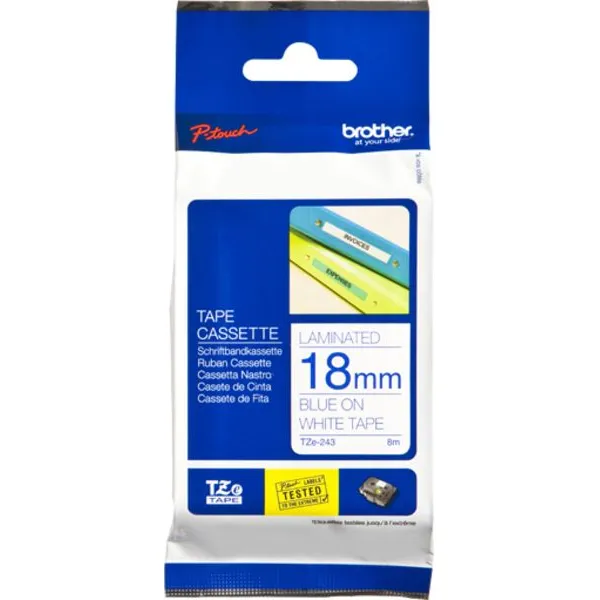Brother TZe-243 Tape Blauw op wit (18 mm), foto 2