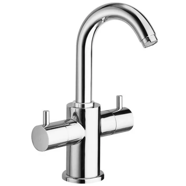 Sapho Airtech wastafelmengkraan 2-knop gebogen chroom