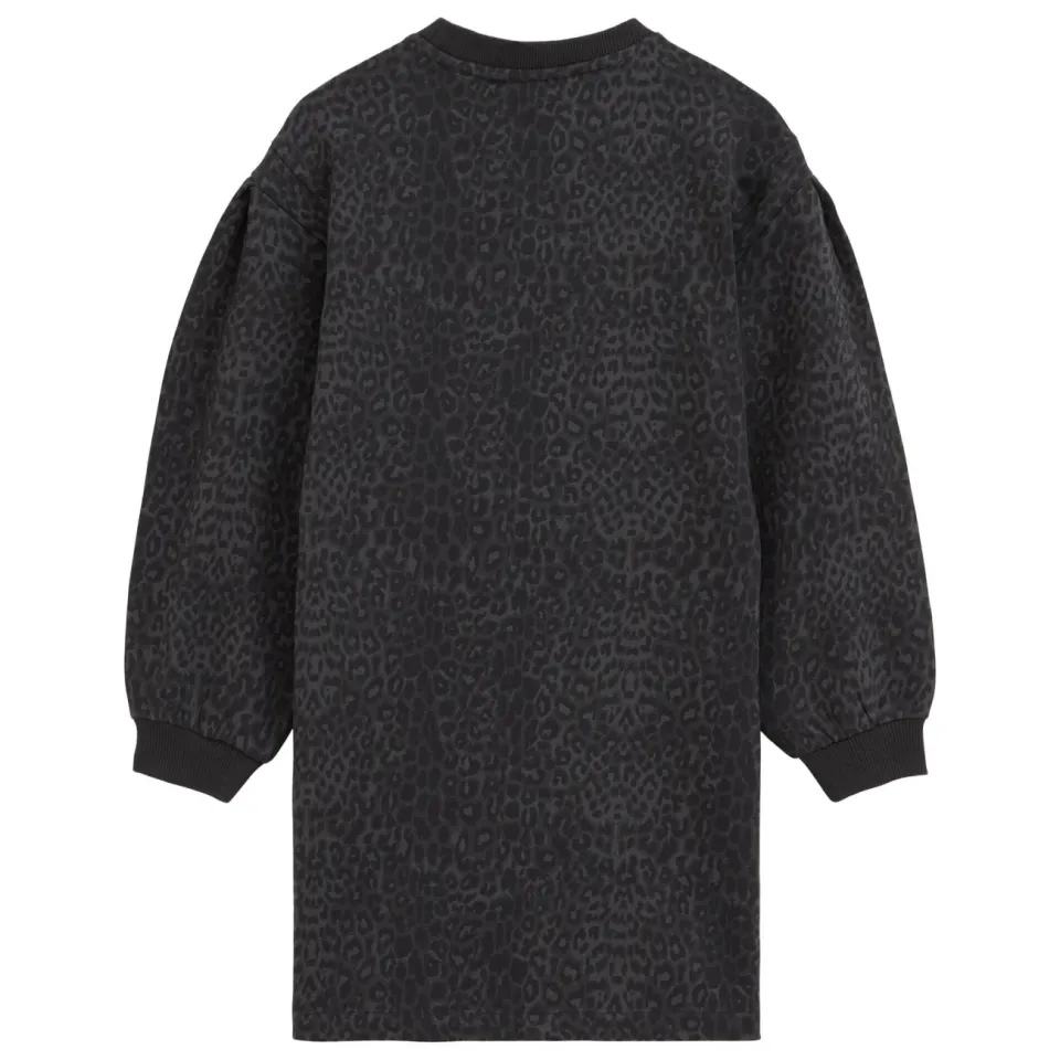 WE Fashion midi sweatjurk panterprint zwart/grijs, foto 2