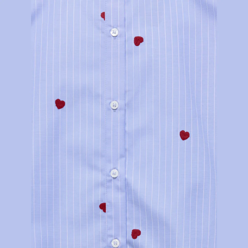 Only gestreepte blouse met hartjes lichtblauw, foto 6