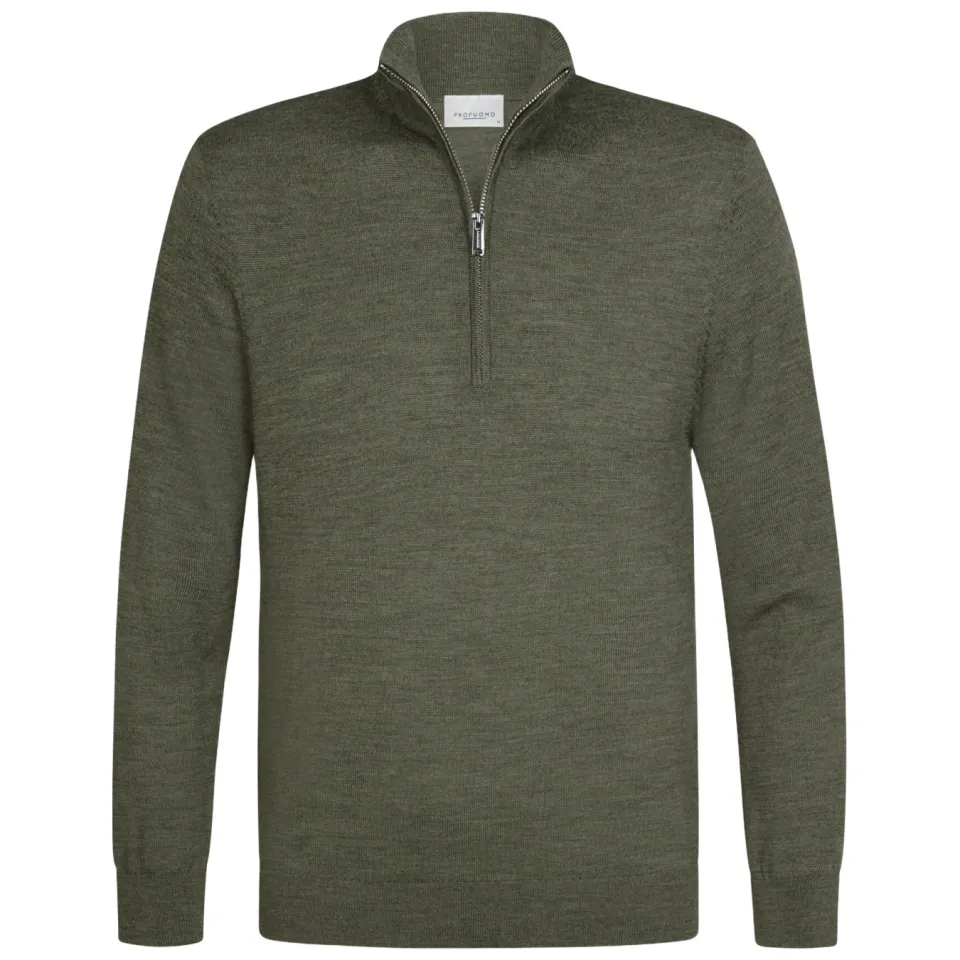 Profuomo wollen regular fit gebreide trui - donkergroen, foto 3