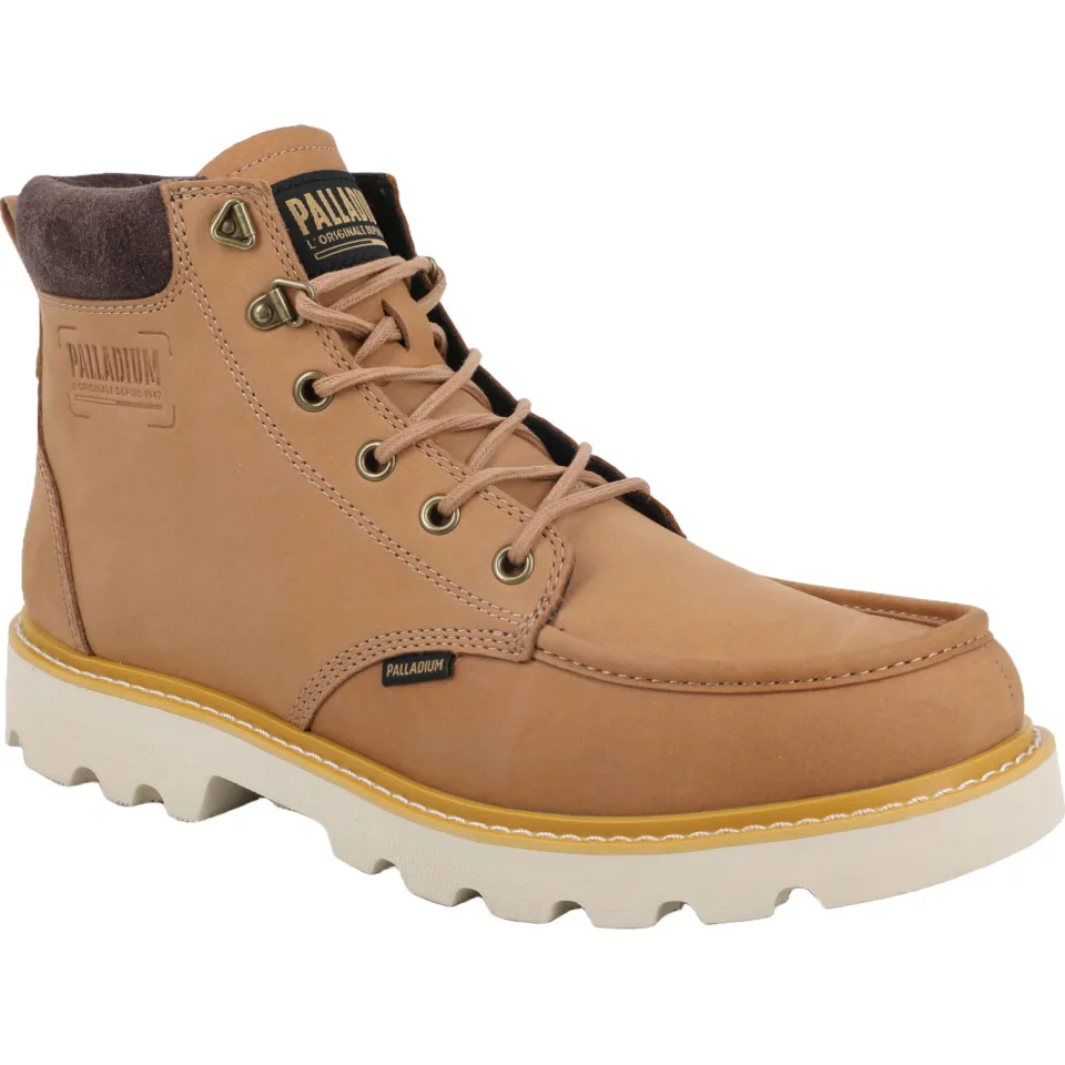 Palladium Trooperlite Grit Zip leren veterboots met profielzool - camel, foto 5