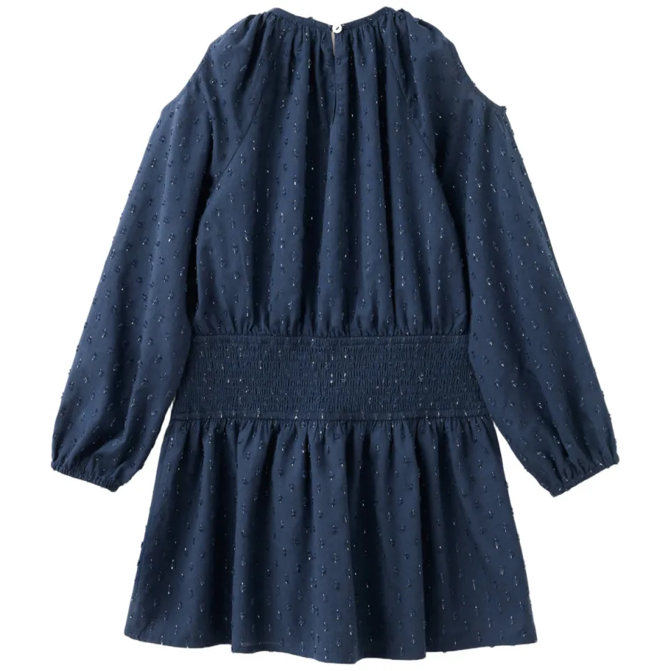 Mango Kids korte glitterjurk marineblauw, foto 3