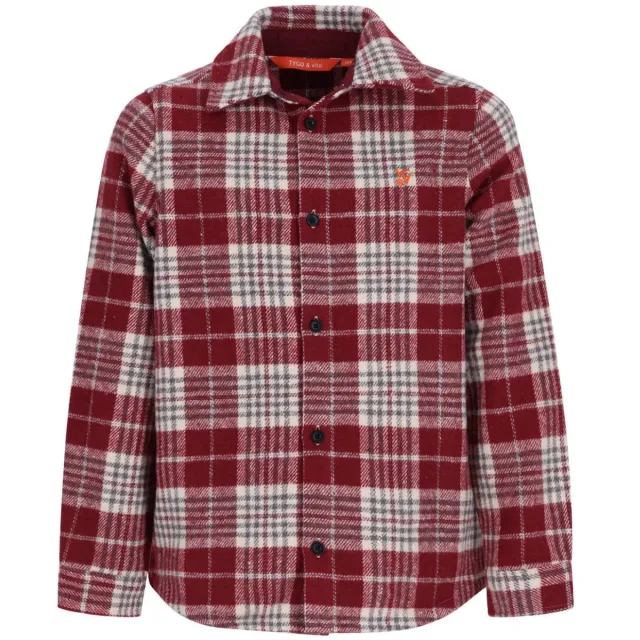 TYGO & vito flanel relaxed fit geruit overhemd - donkerrood, foto 2