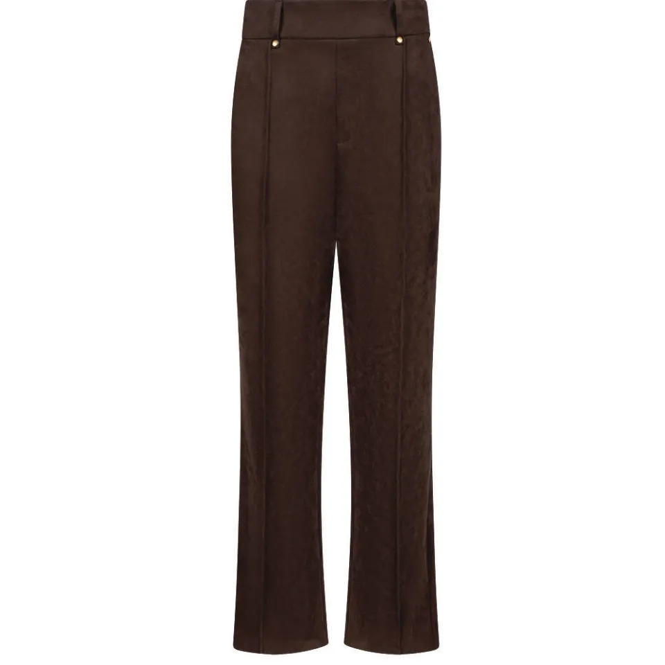 NUKUS suèdelook straight leg broek - donkerbruin, foto 2