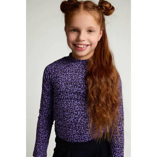 LOOXS little aansluitende longsleeve met panterprint paars, foto 4