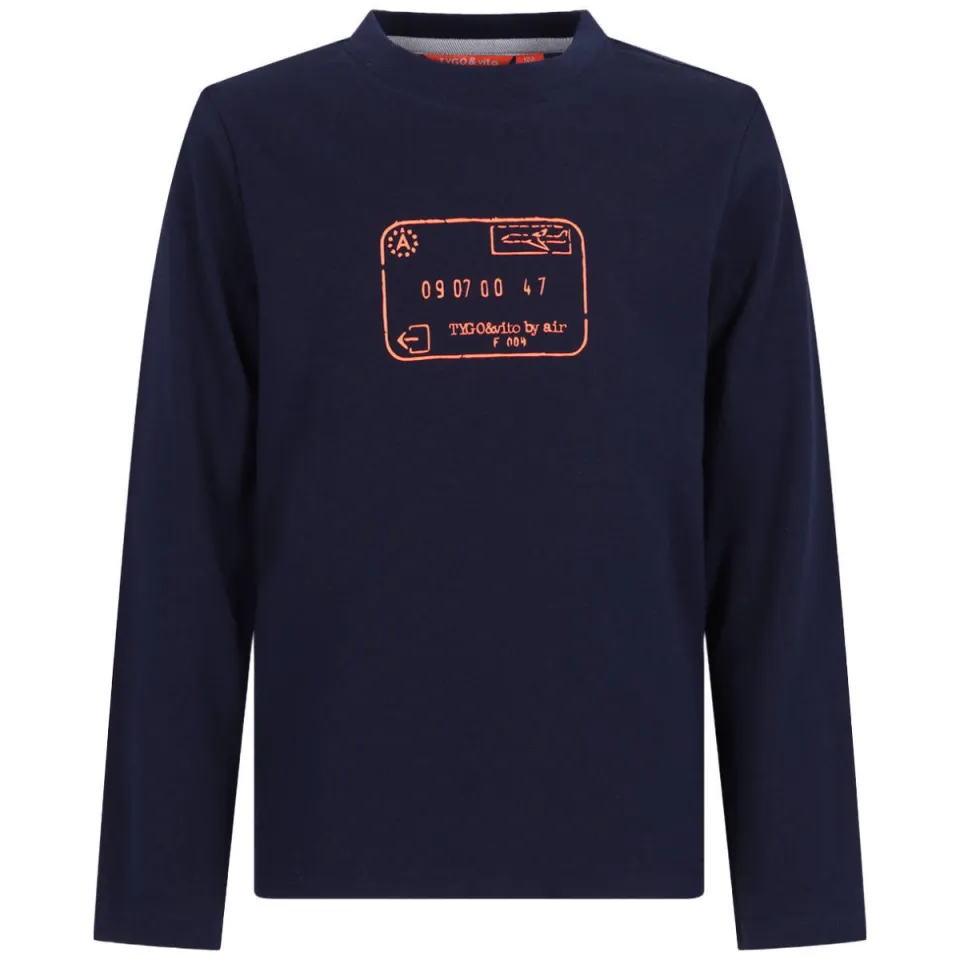 TYGO & vito jersey longsleeve met print donkerblauw, foto 2