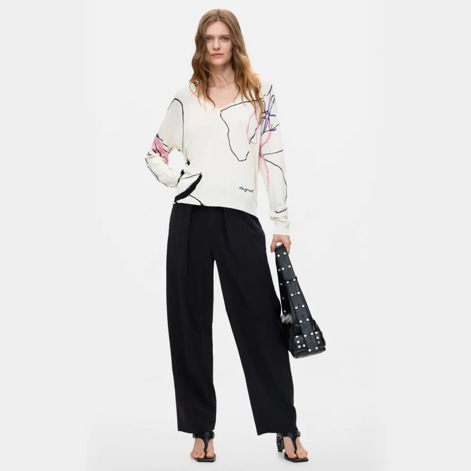 Desigual viscose trui met print - wit, foto 3