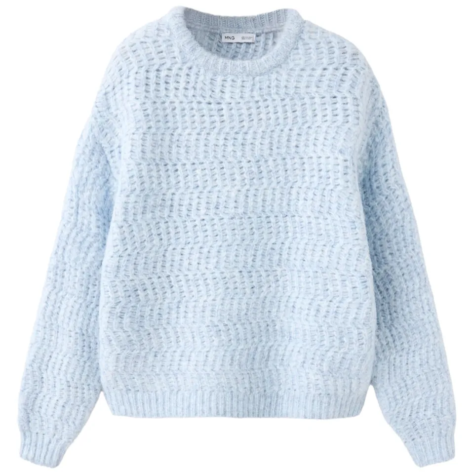 Mango Kids gebreide trui met wol - lichtblauw, foto 2