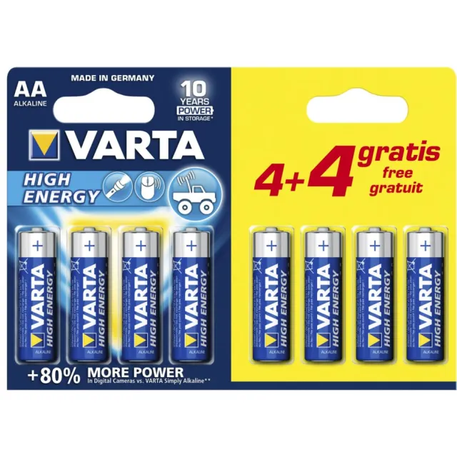 Varta High energy aa batterijen 4+4 gratis